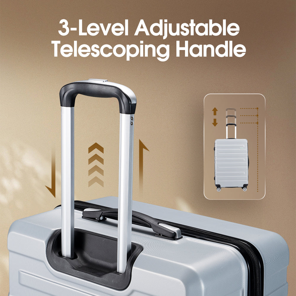 ZUNI 28" Luggage Suitcase Trolley Set Travel TSA Lock Storage Hard Case Silver - Sunyee