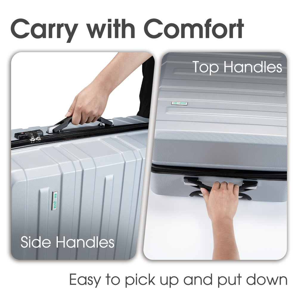 ZUNI 28" Luggage Suitcase Trolley Set Travel TSA Lock Storage Hard Case Silver - Sunyee