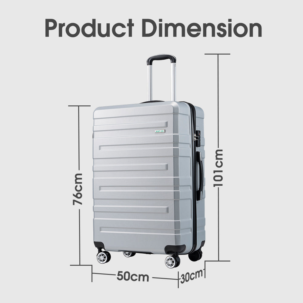 ZUNI 28" Luggage Suitcase Trolley Set Travel TSA Lock Storage Hard Case Silver - Sunyee