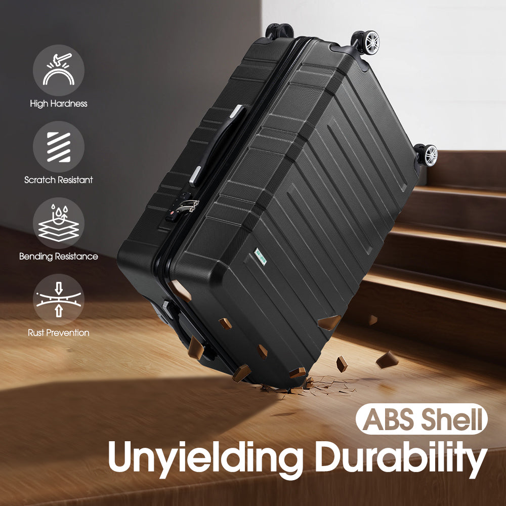 ZUNI 3PCS Luggage Suitcase Trolley Set Travel TSA Lock Storage Hard Case Black - Sunyee