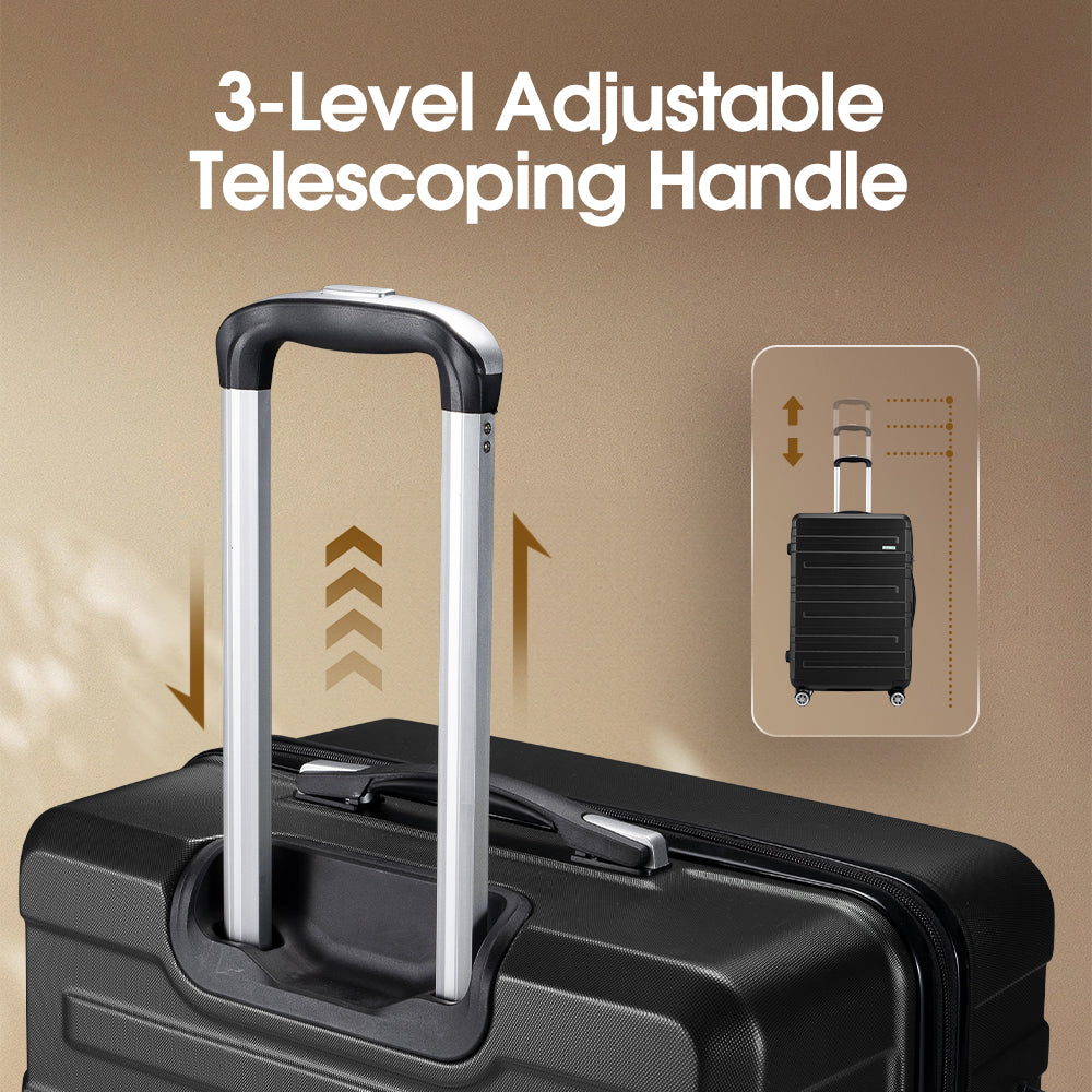 ZUNI 3PCS Luggage Suitcase Trolley Set Travel TSA Lock Storage Hard Case Black - Sunyee