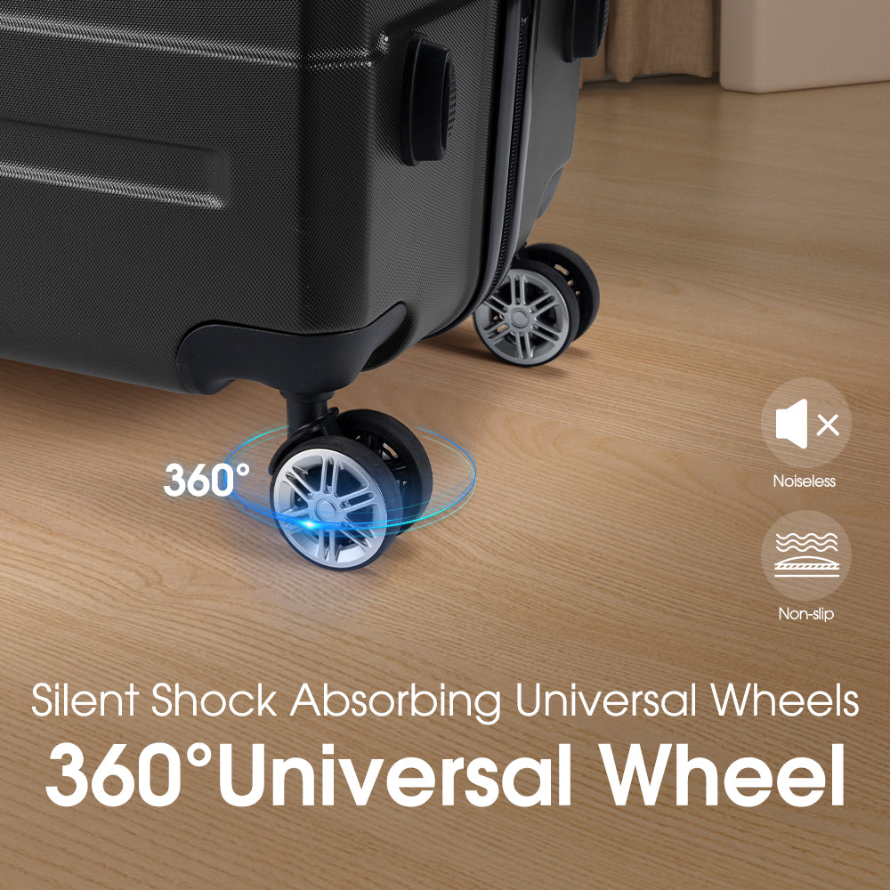 ZUNI 3PCS Luggage Suitcase Trolley Set Travel TSA Lock Storage Hard Case Black - Sunyee