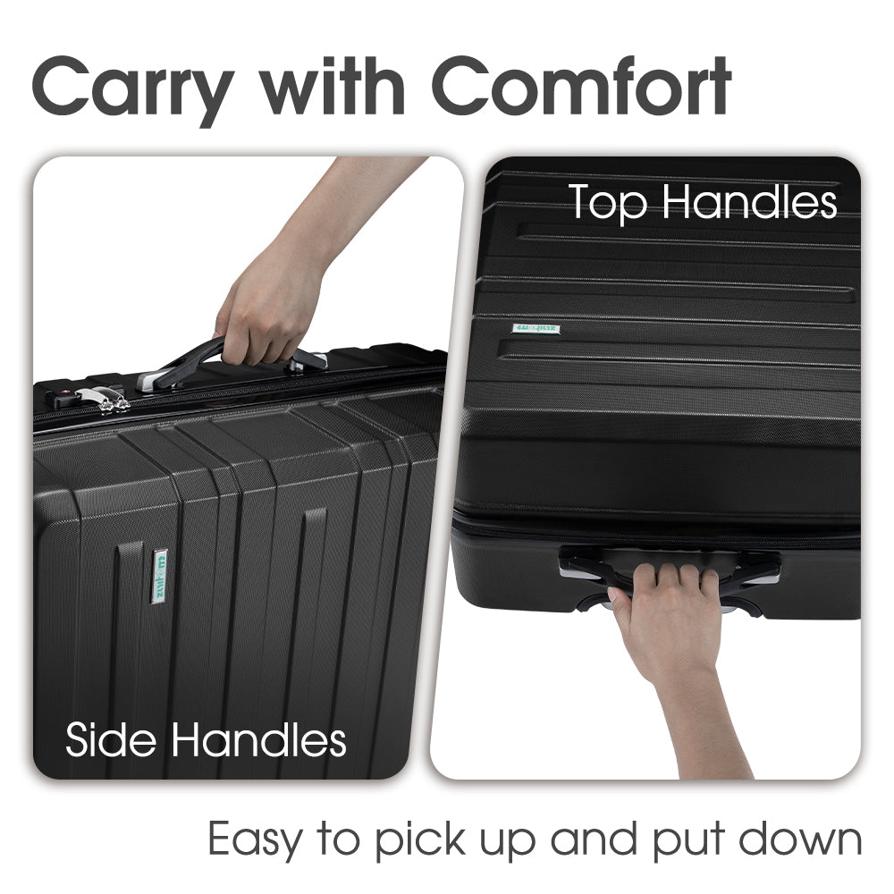 ZUNI 3PCS Luggage Suitcase Trolley Set Travel TSA Lock Storage Hard Case Black - Sunyee