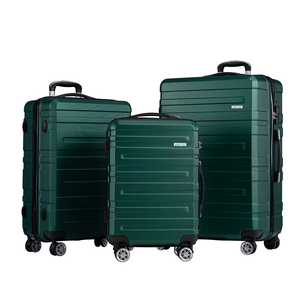 ZUNI 3PCS Luggage Suitcase Trolley Set Travel TSA Lock Storage Hard Case Green - Sunyee