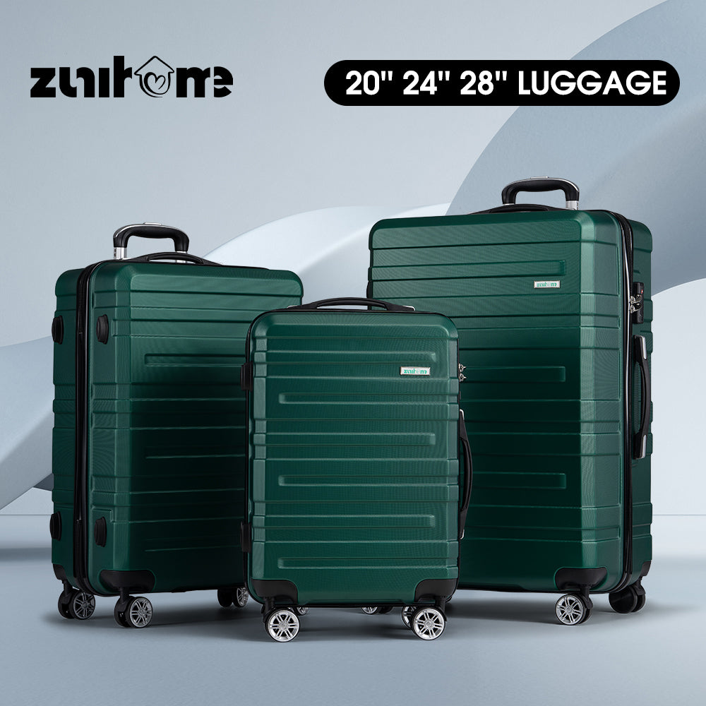 ZUNI 3PCS Luggage Suitcase Trolley Set Travel TSA Lock Storage Hard Case Green - Sunyee
