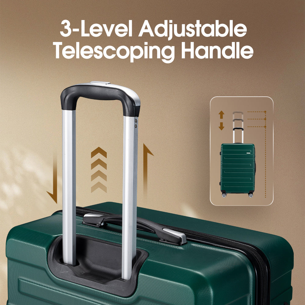 ZUNI 3PCS Luggage Suitcase Trolley Set Travel TSA Lock Storage Hard Case Green - Sunyee
