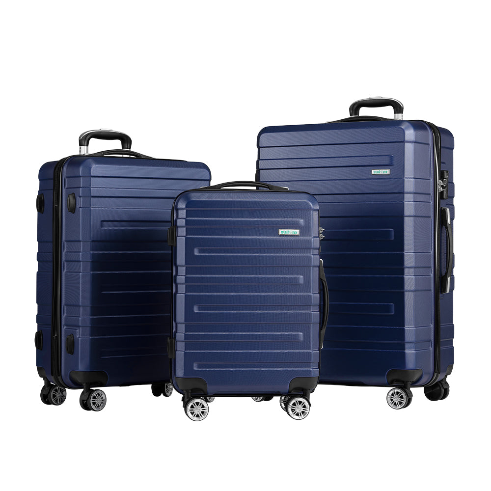 ZUNI 3PCS Luggage Suitcase Trolley Set Travel TSA Lock Storage Hard Case Navy - Sunyee