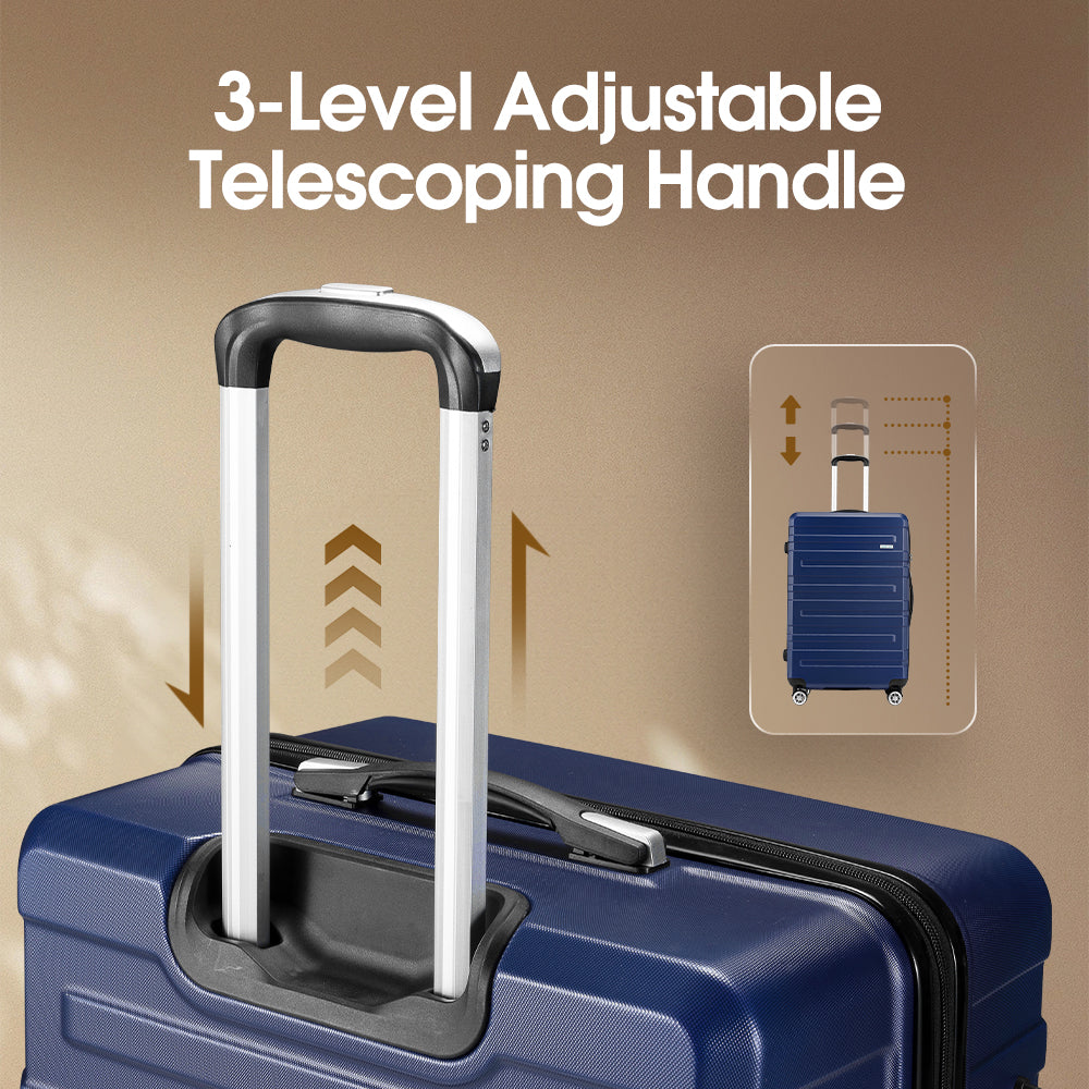 ZUNI 3PCS Luggage Suitcase Trolley Set Travel TSA Lock Storage Hard Case Navy - Sunyee