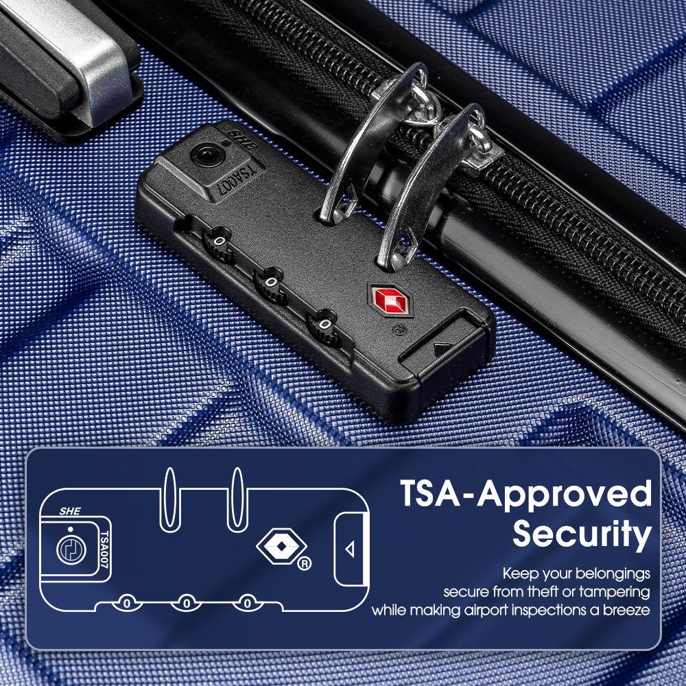 ZUNI 3PCS Luggage Suitcase Trolley Set Travel TSA Lock Storage Hard Case Navy - Sunyee