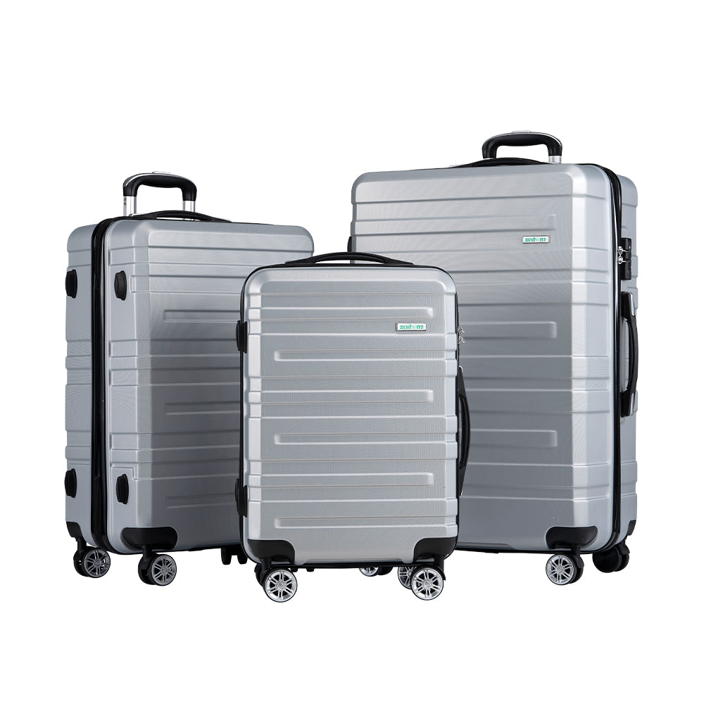 ZUNI 3PCS Luggage Suitcase Trolley Set Travel TSA Lock Storage Hard Case Sliver - Sunyee