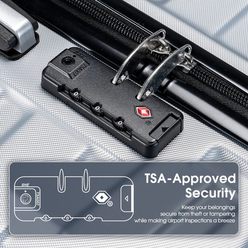 ZUNI 3PCS Luggage Suitcase Trolley Set Travel TSA Lock Storage Hard Case Sliver - Sunyee