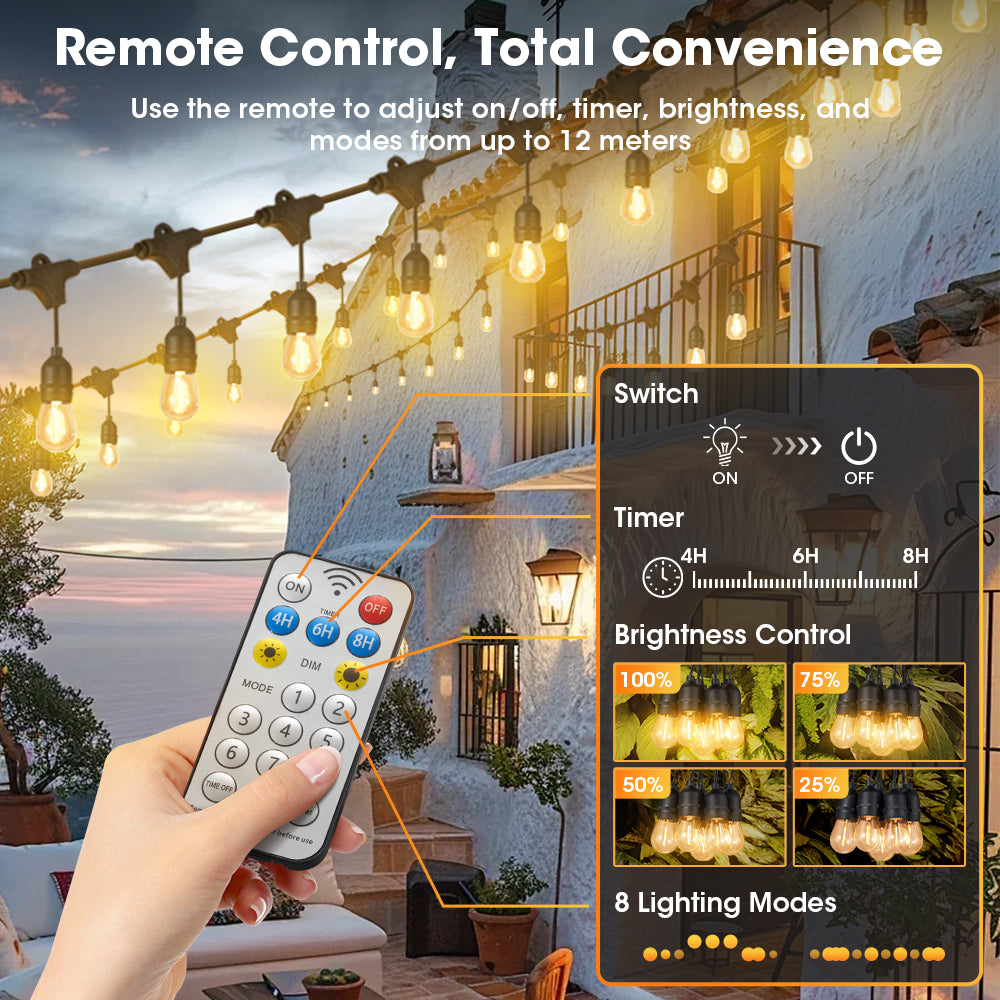 ZUNI Solar Festoon Lights Outdoor Garden w/ Waterproof Shatterproof Bulbs - Sunyee