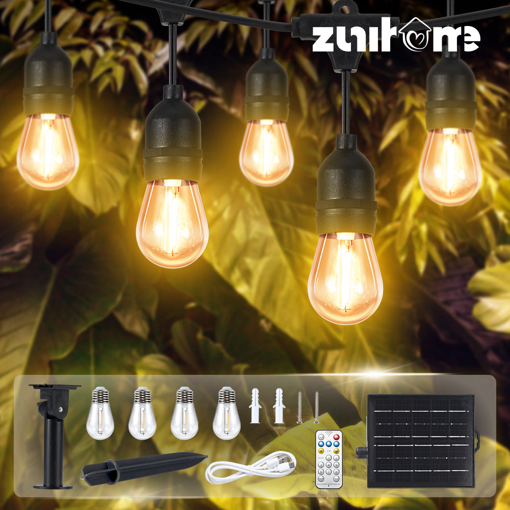 ZUNI Solar Festoon Lights Outdoor Garden w/ Waterproof Shatterproof Bulbs - Sunyee