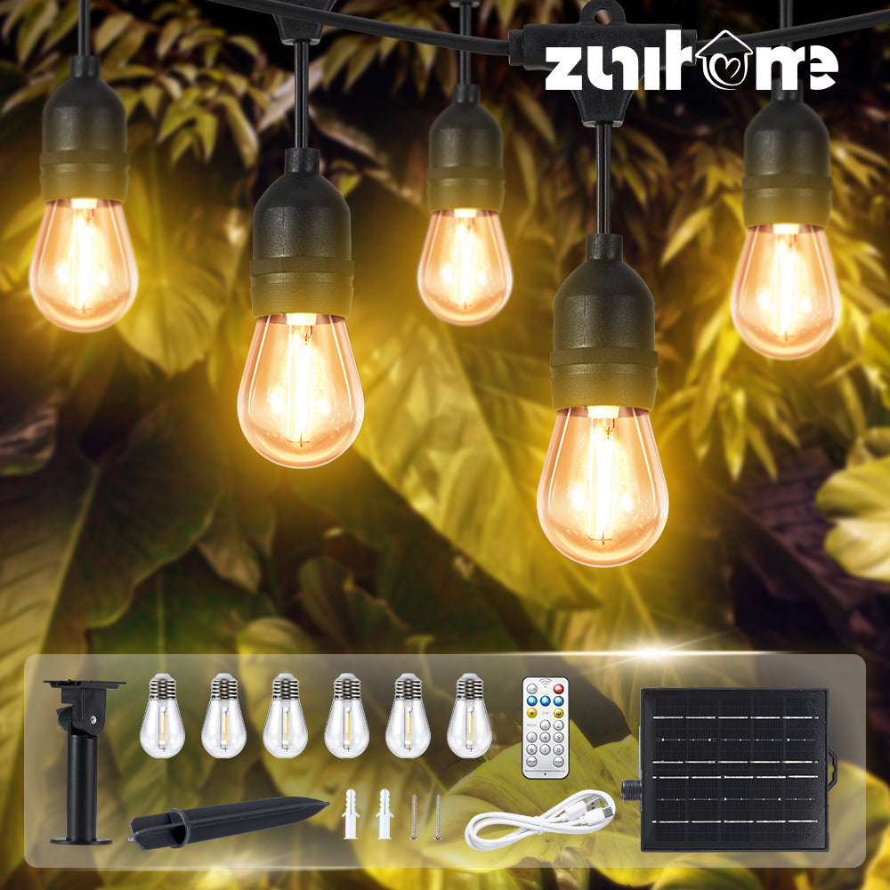 ZUNI Solar Festoon Lights Outdoor Garden w/ Waterproof Shatterproof Bulbs - Sunyee