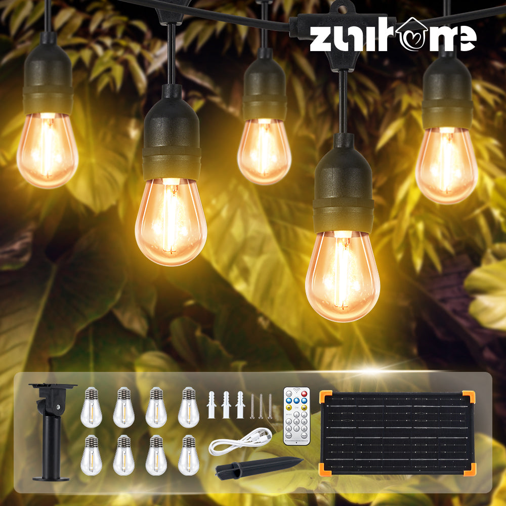 ZUNI Solar Festoon Lights Outdoor Garden w/ Waterproof Shatterproof Bulbs - Sunyee