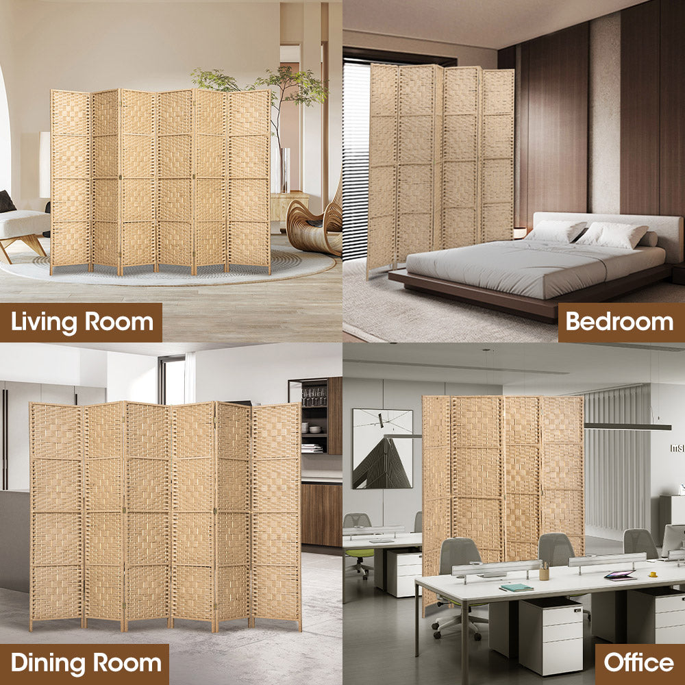 ZUNI 4/6/8 Panel Room Divider Privacy Screen Foldable Black/Brown/White/Natural - Sunyee