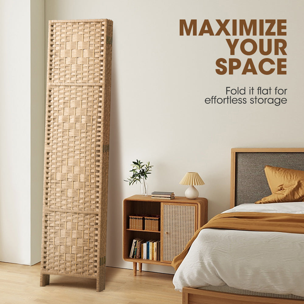 ZUNI 4/6/8 Panel Room Divider Privacy Screen Foldable Black/Brown/White/Natural - Sunyee