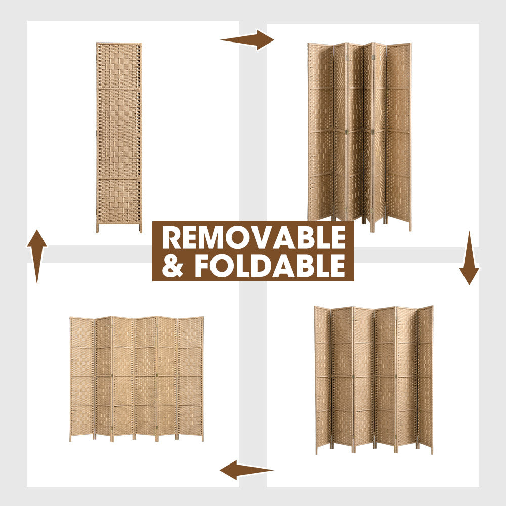 ZUNI 4/6/8 Panel Room Divider Privacy Screen Foldable Black/Brown/White/Natural - Sunyee