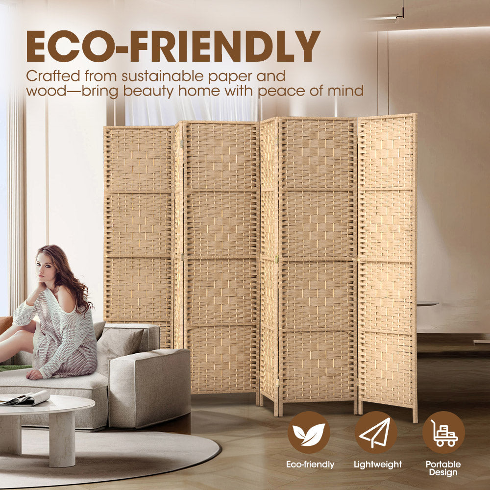 ZUNI 4/6/8 Panel Room Divider Privacy Screen Foldable Black/Brown/White/Natural - Sunyee