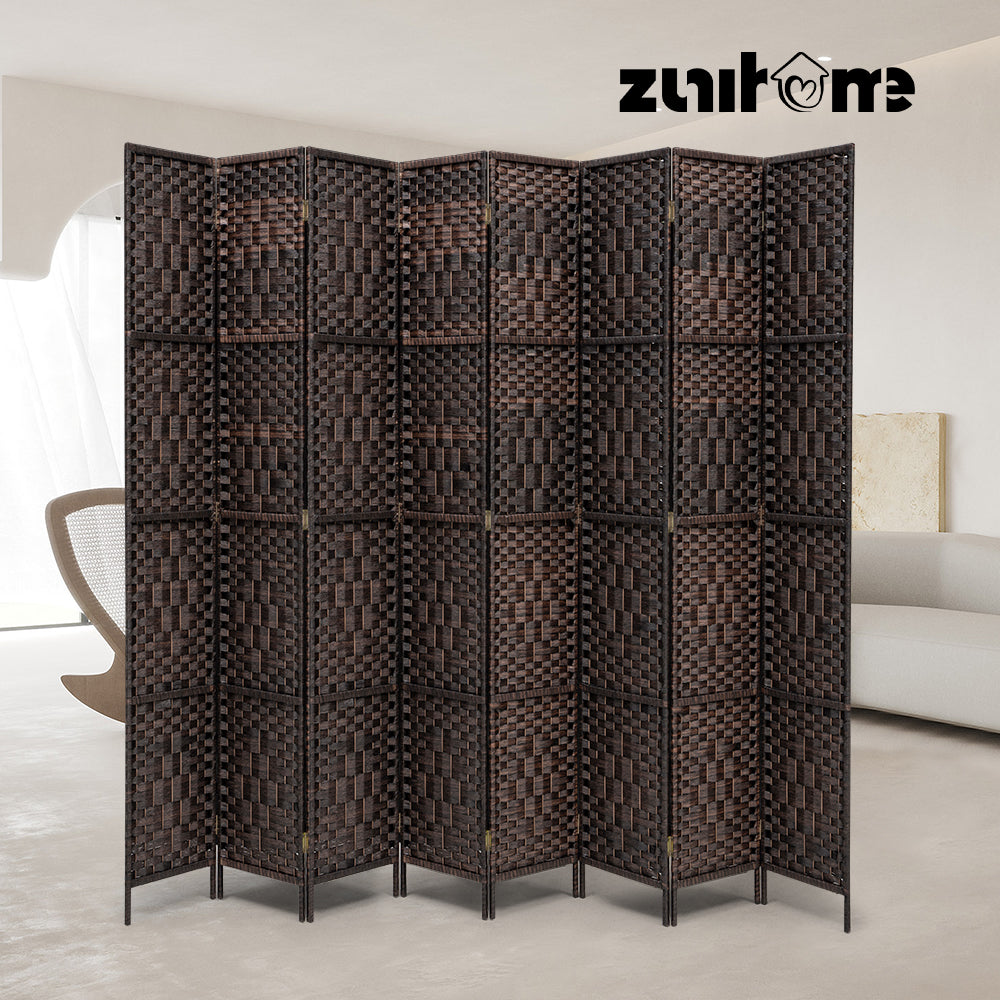 ZUNI 4/6/8 Panel Room Divider Privacy Screen Foldable Black/Brown/White/Natural - Sunyee
