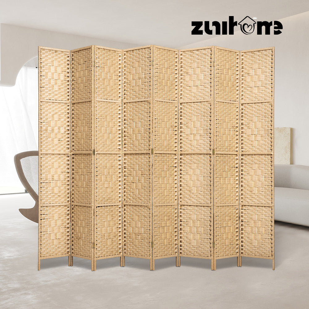 ZUNI 4/6/8 Panel Room Divider Privacy Screen Foldable Black/Brown/White/Natural - Sunyee