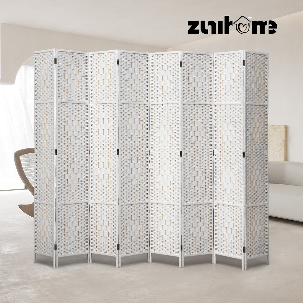 ZUNI 4/6/8 Panel Room Divider Privacy Screen Foldable Black/Brown/White/Natural - Sunyee