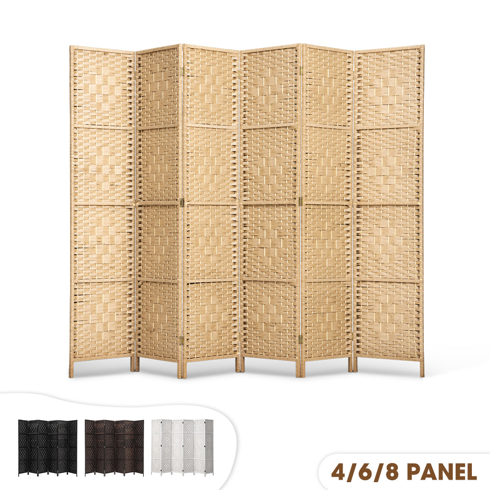 ZUNI 4/6/8 Panel Room Divider Privacy Screen Foldable Black/Brown/White/Natural - Sunyee