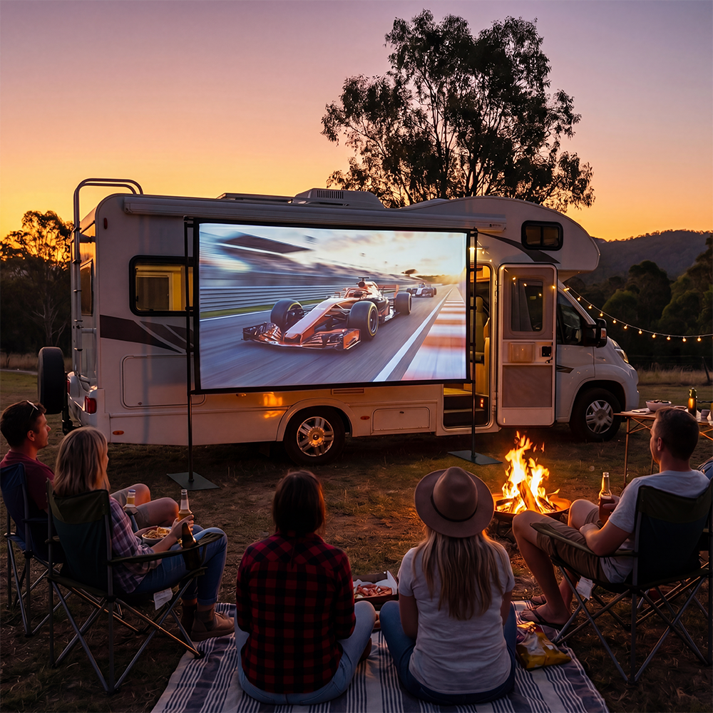 ZUNI Projector Screen with Stand 1080P 160° Wide Viewing for Indoor Outdoor - Sunyee
