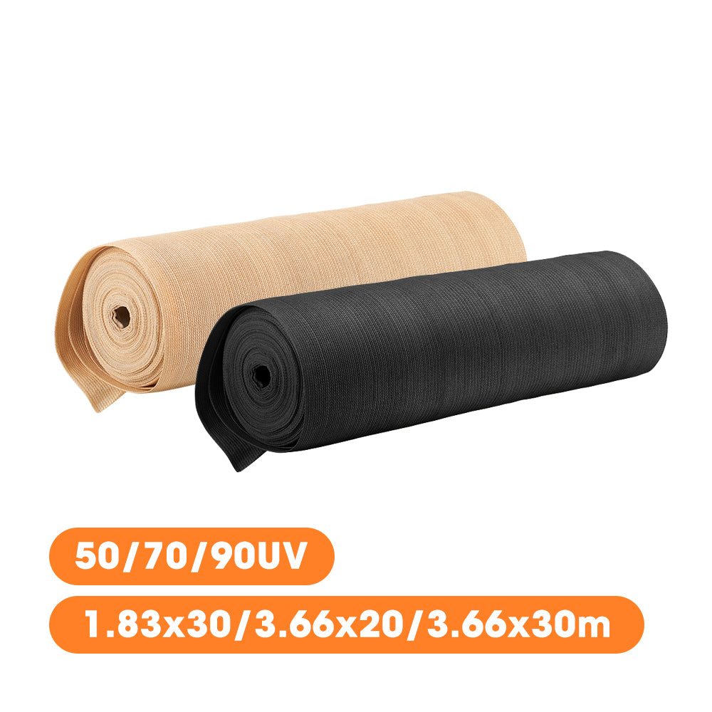 ZUNI 50/70/90% UV Shade Cloth Shade Sail Heavy Duty Garden Mesh Roll Beige/Black - Sunyee