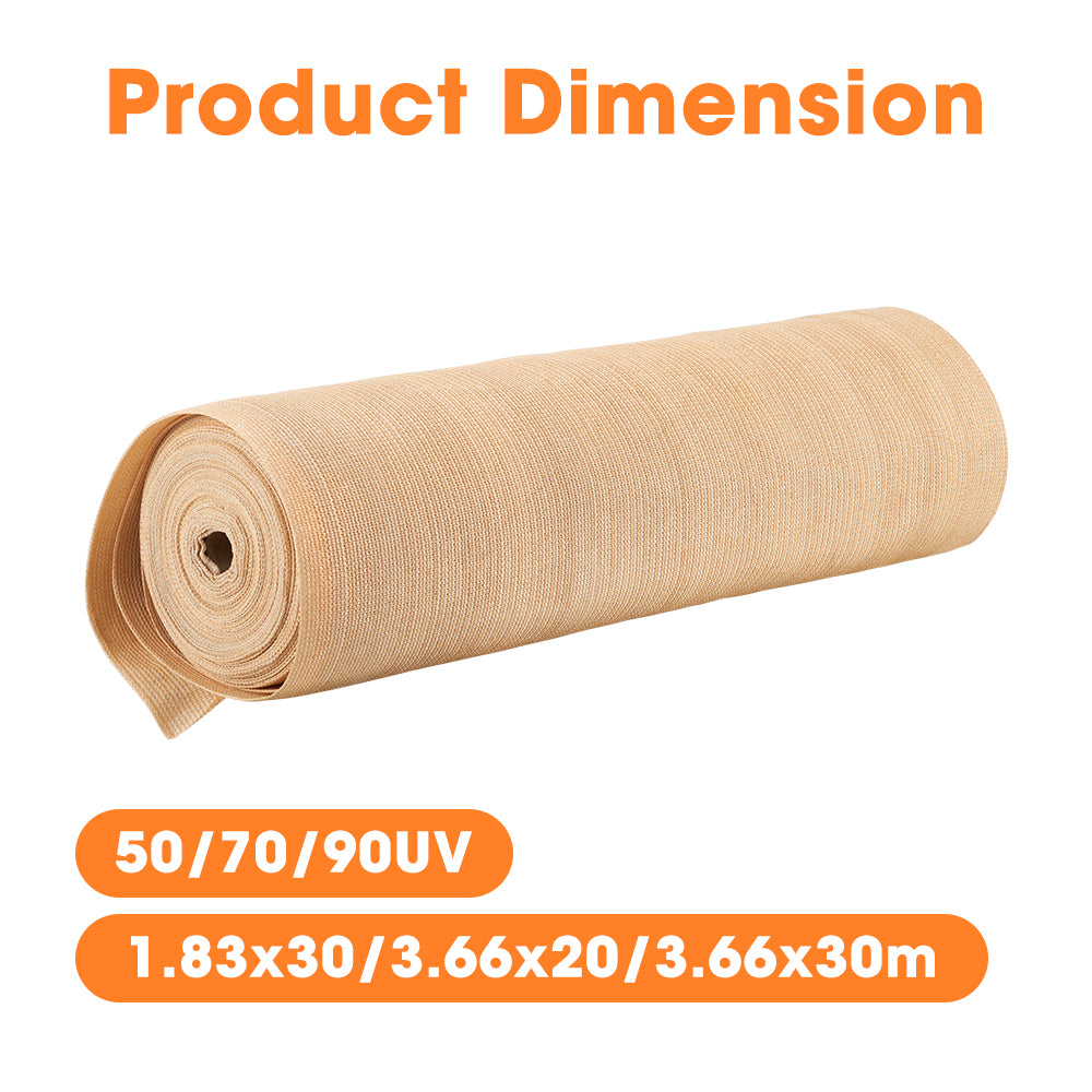 ZUNI 50/70/90% UV Shade Cloth Shade Sail Heavy Duty Garden Mesh Roll Beige/Black - Sunyee