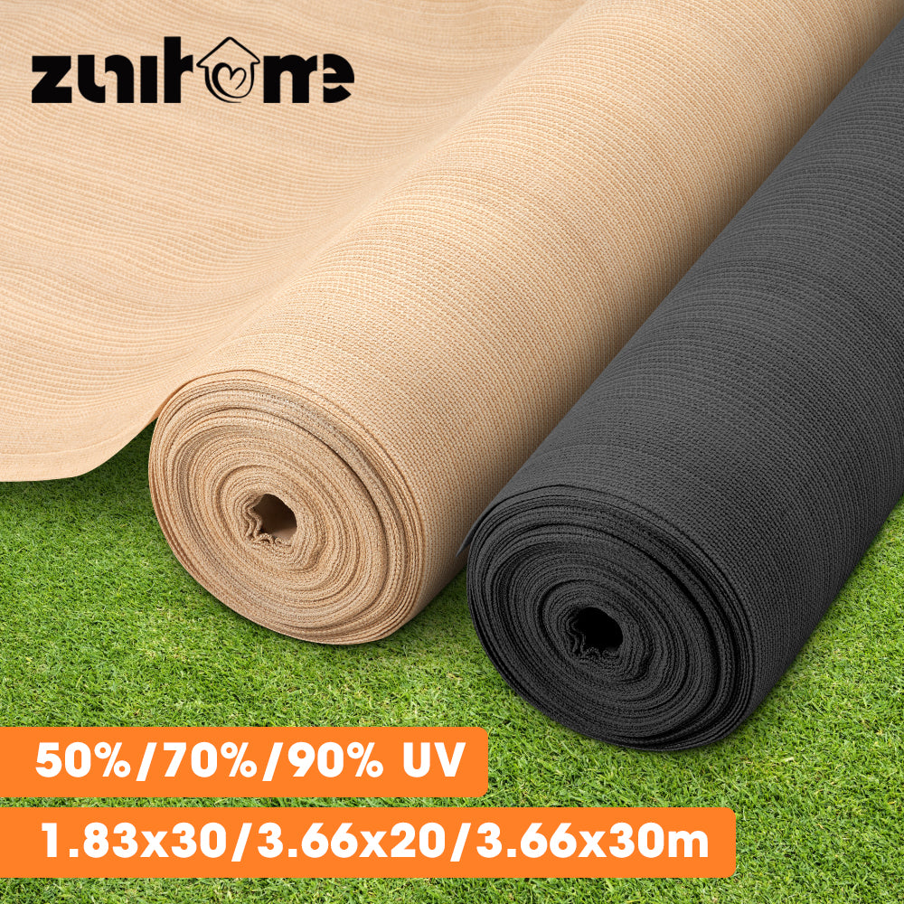 ZUNI 50/70/90% UV Shade Cloth Shade Sail Heavy Duty Garden Mesh Roll Beige/Black - Sunyee