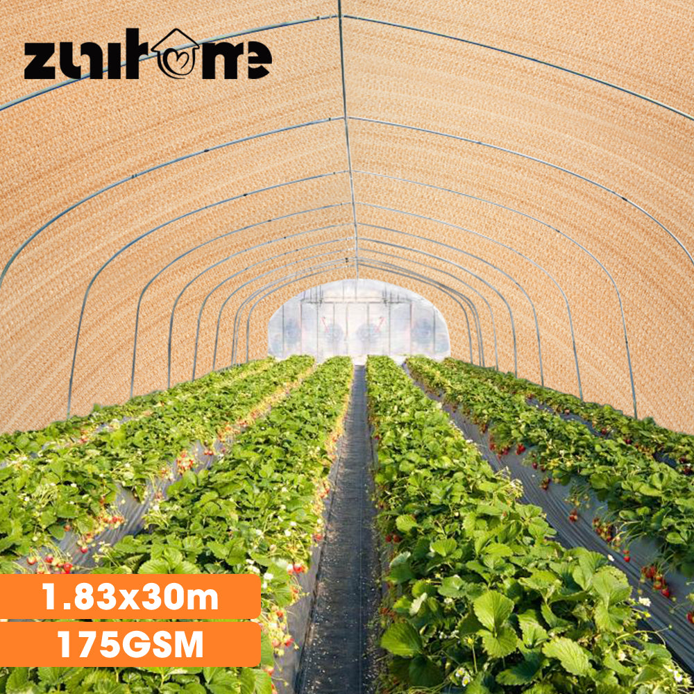 ZUNI 70% UV Shade Cloth Shade Sail Heavy Duty Garden Mesh Roll 1.83x30M Beige - Sunyee