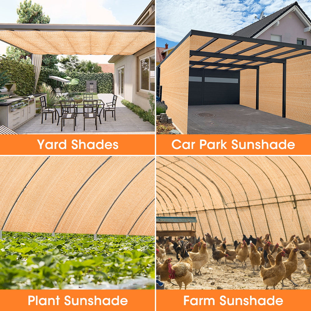 ZUNI 70% UV Shade Cloth Shade Sail Heavy Duty Garden Mesh Roll 1.83x30M Beige - Sunyee