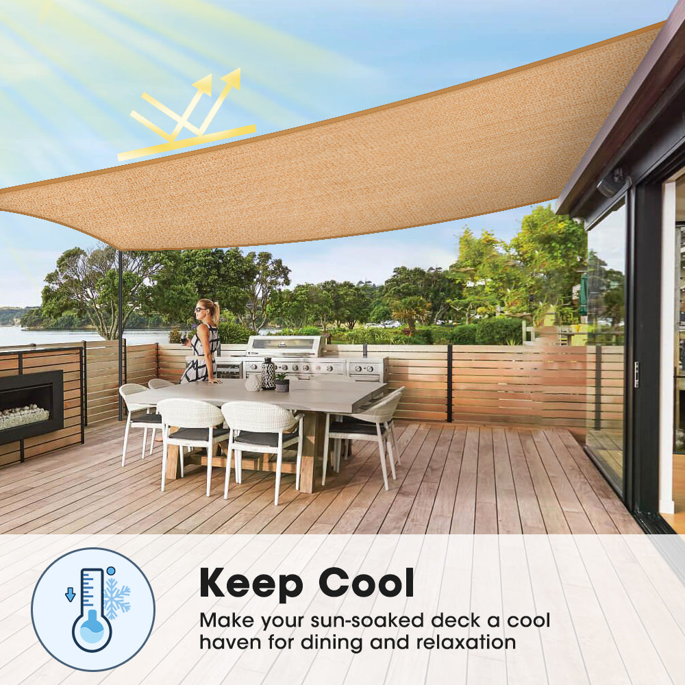 ZUNI 90% UV Shade Cloth Shade Sail Heavy Duty Garden Mesh Roll 1.83x30M Beige - Sunyee