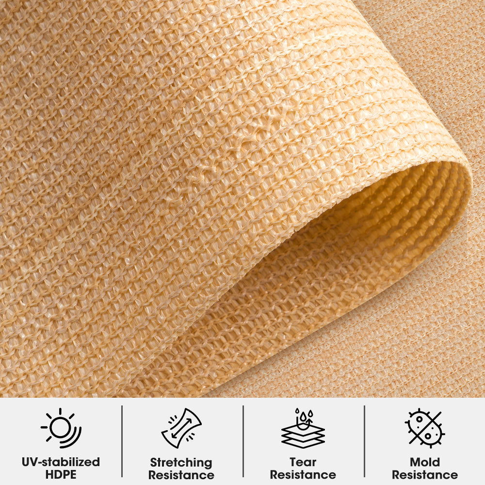 ZUNI 90% UV Shade Cloth Shade Sail Heavy Duty Garden Mesh Roll 3.66x20M Beige - Sunyee