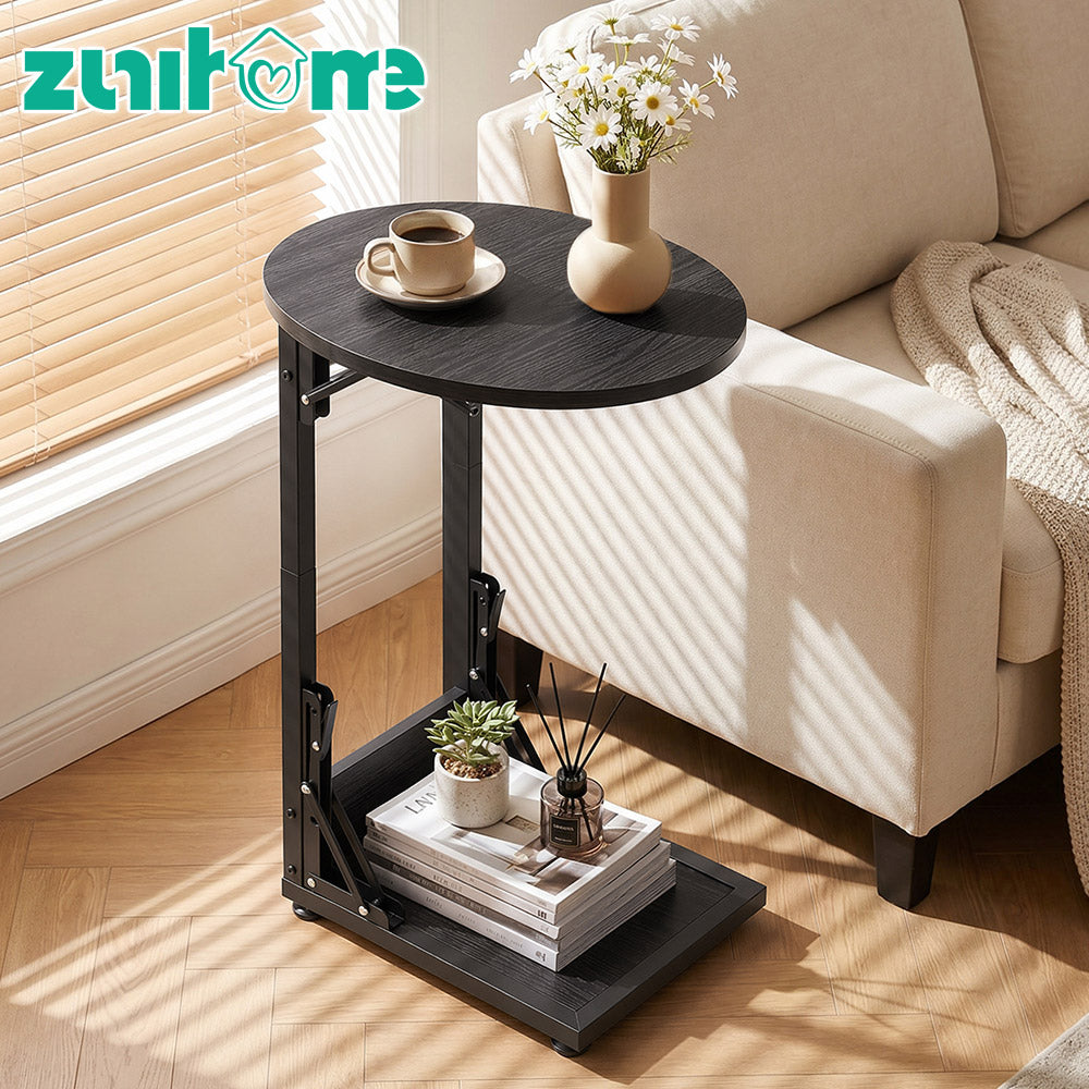 ZUNI C-Shaped End Table Foldable Side Table for Bedroom Living Room