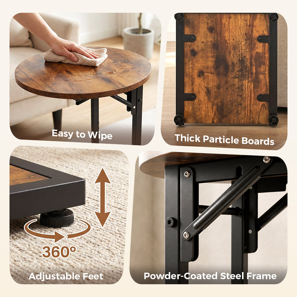 ZUNI C-Shaped End Table Foldable Side Table for Bedroom Living Room