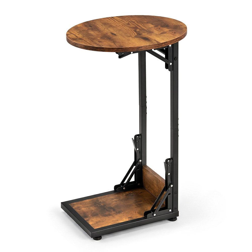 ZUNI C-Shaped End Table Foldable Side Table for Bedroom Living Room