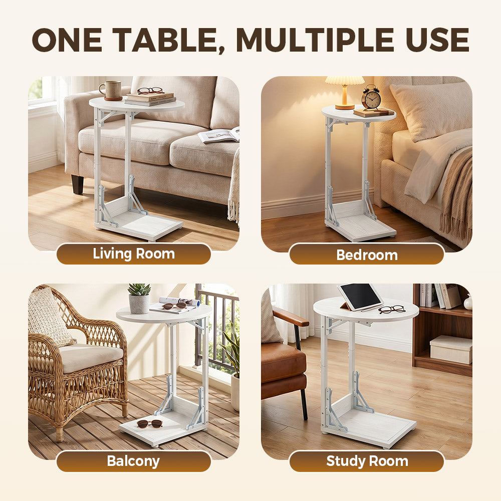 ZUNI C-Shaped End Table Foldable Side Table for Bedroom Living Room