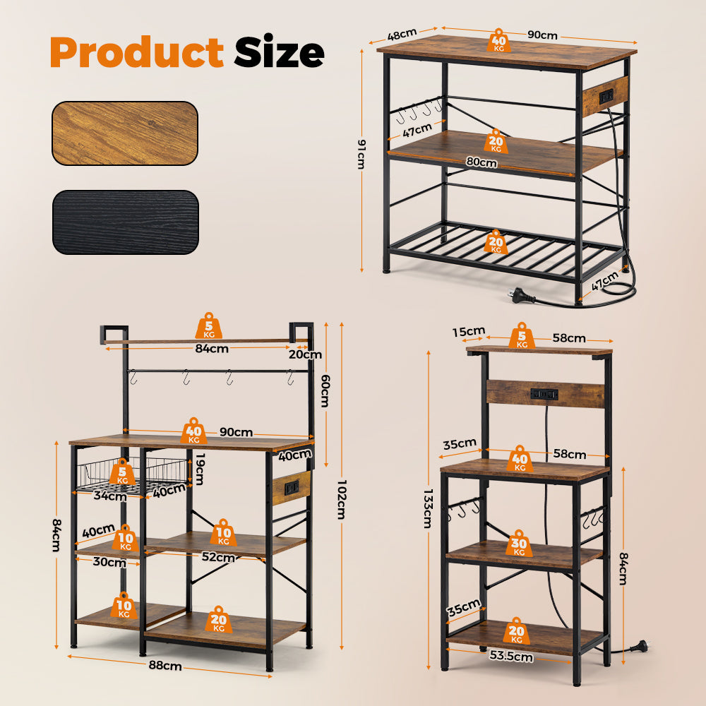 ZUNI Kitchen Bakers Rack with Power Outlet