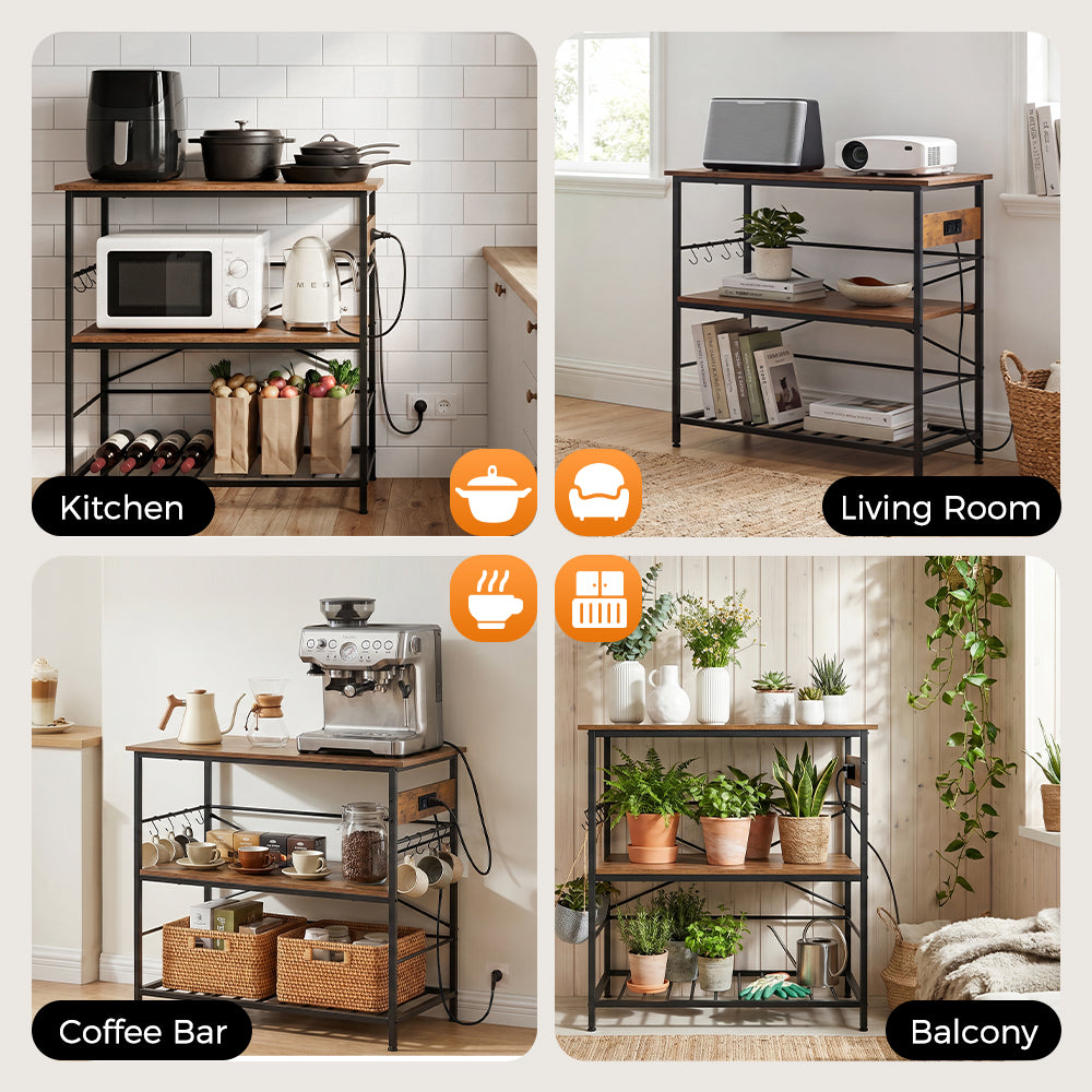 ZUNI Kitchen Bakers Rack with Power Outlet