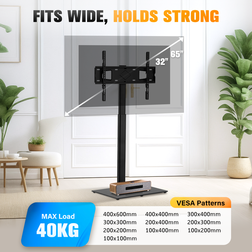 ZUNI TV Stand for 32-65 inch TVs up to 40kg Height Adjustable for Bedroom Office - Sunyee