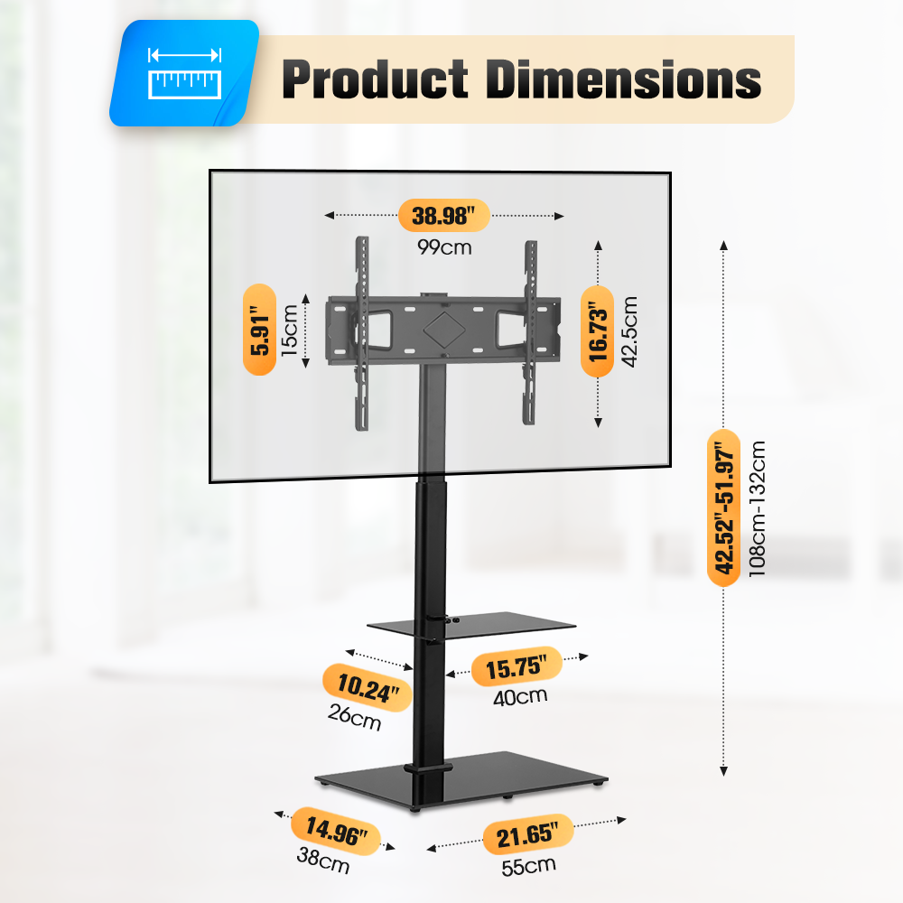 ZUNI TV Stand with Laptop Shelf for 32-65 inch TVs up to 40kg for Bedroom Office - Sunyee