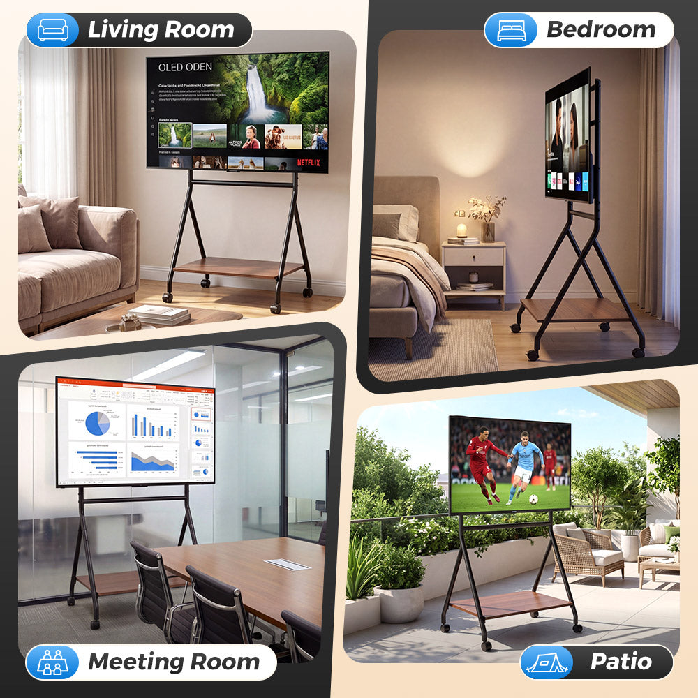 ZUNI Rolling TV Stand with Pegboard and Shelf Storage for 32–85” TVs up to 80 kg - Sunyee