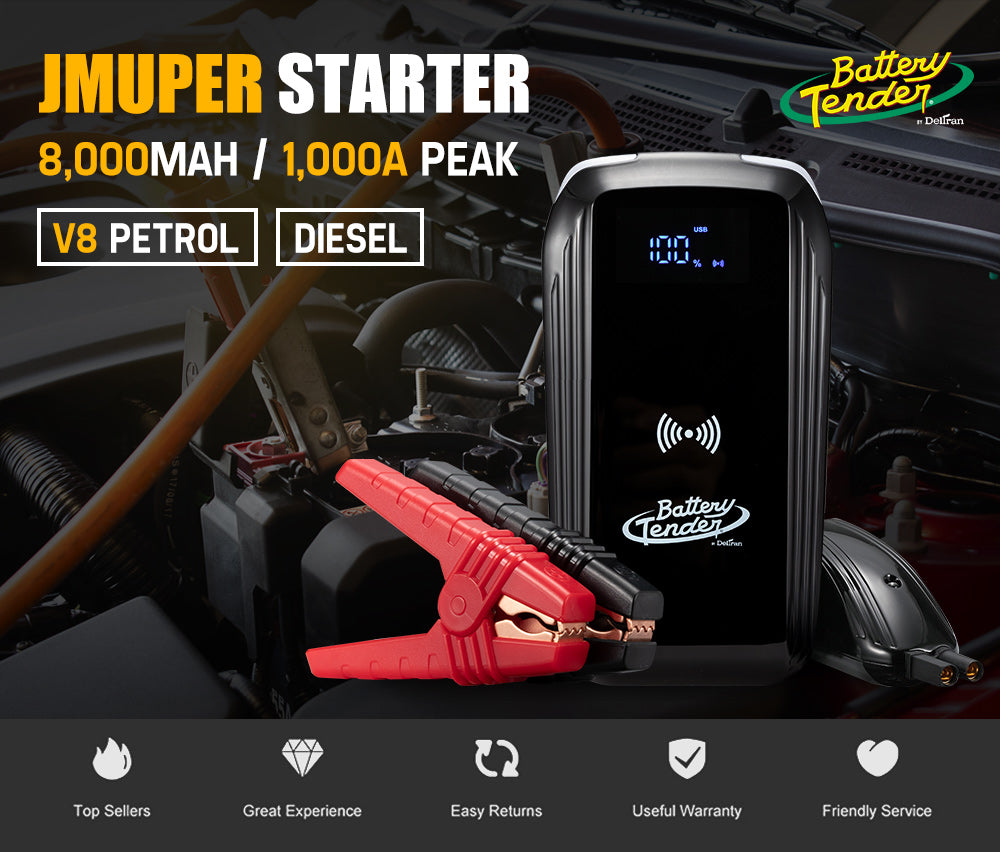 1000 Amp Jump Starter 8000mAh Power Bank W/ Qi Charger
