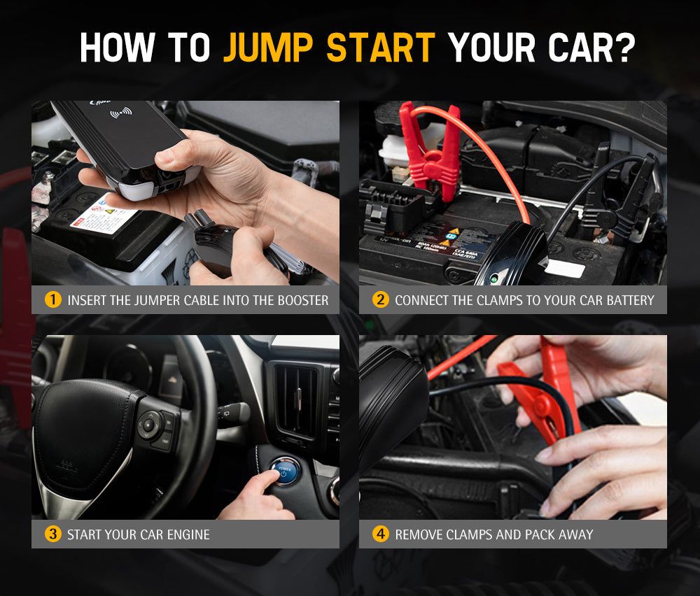 1000 Amp Jump Starter 8000mAh Power Bank W/ Qi Charger