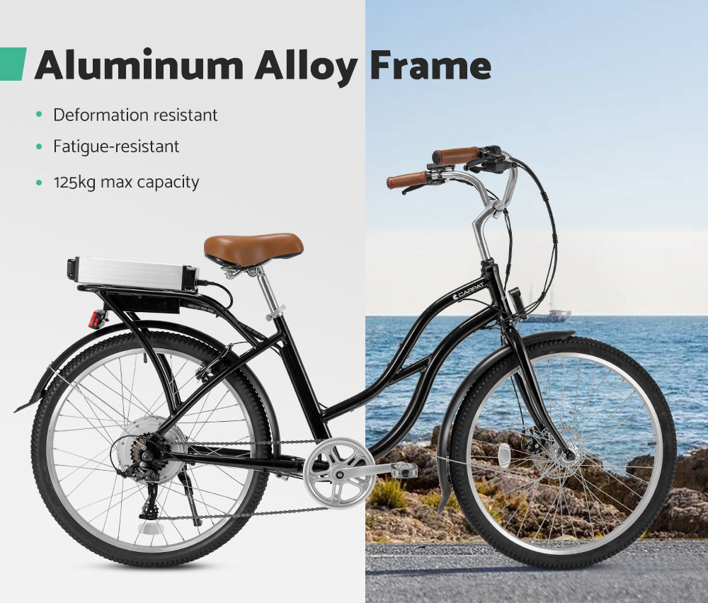 Carpat 26 inch Beach Cruiser Electric Bike Black - Sunyee