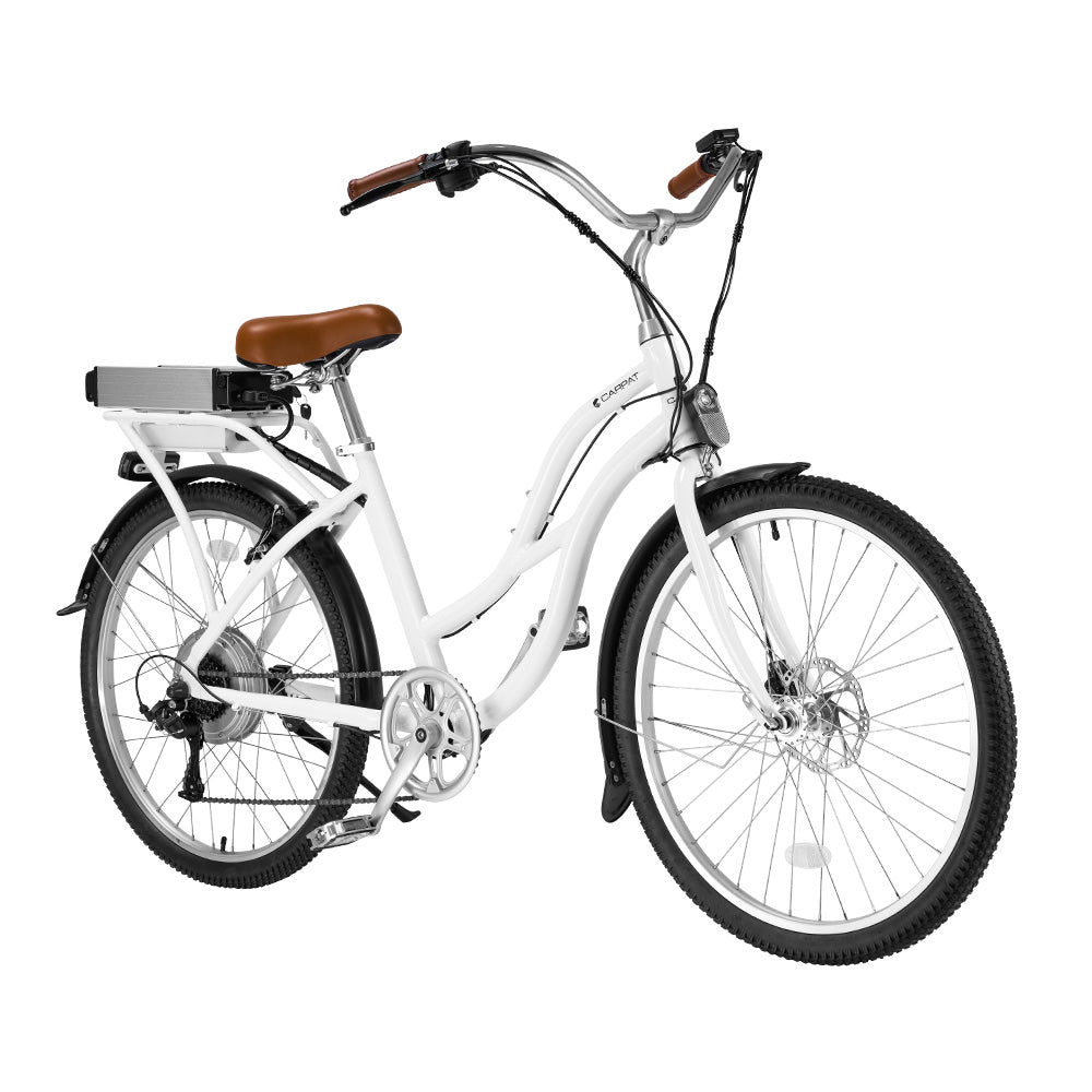 Carpat 26 inch Beach Cruiser Electric Bike White - Sunyee