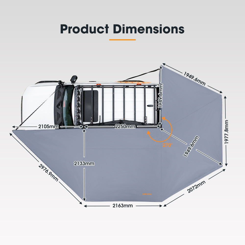 San Hima 270 Degree Awning Free Standing Camping With L Brackets Passenger Side - Sunyee