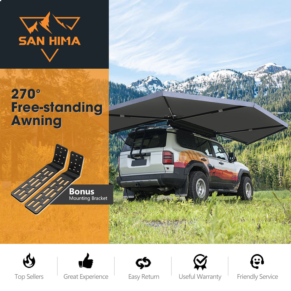 San Hima 270 Degree Awning Free Standing Car Camping With L Brackets Driver Side - Sunyee